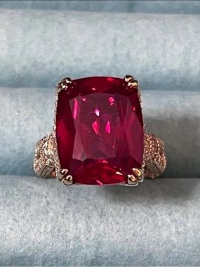 Judith Ripka  34.82CT Lab ruby ring size 8
